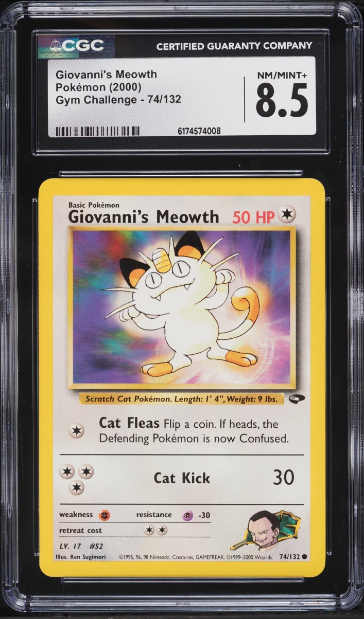 2000 Pokemon Gym Challenge Giovanni's Meowth #74 CGC 8.5 NM-MT+