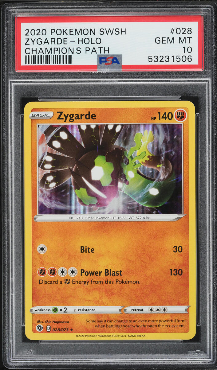 2020 Pokemon Sword & Shield Champion's Path Holo Zygarde #28 PSA 10 GEM MINT