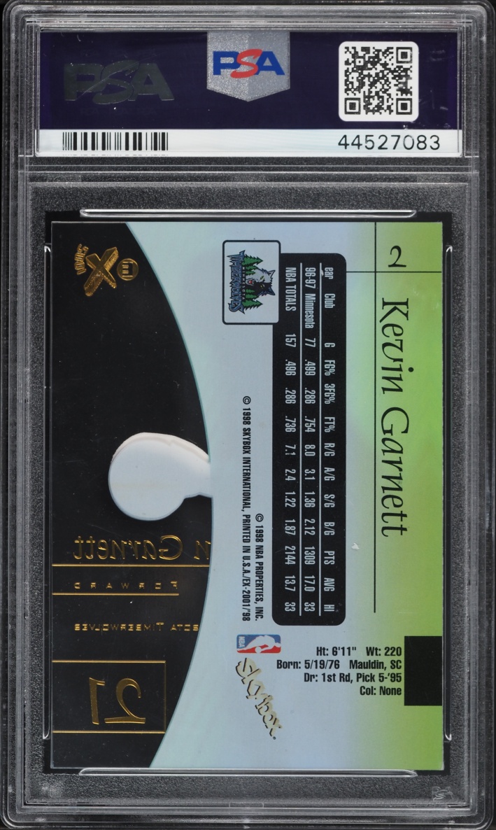 1997 Skybox E-X2001 Kevin Garnett #2 PSA 10 GEM MINT - Photo 2