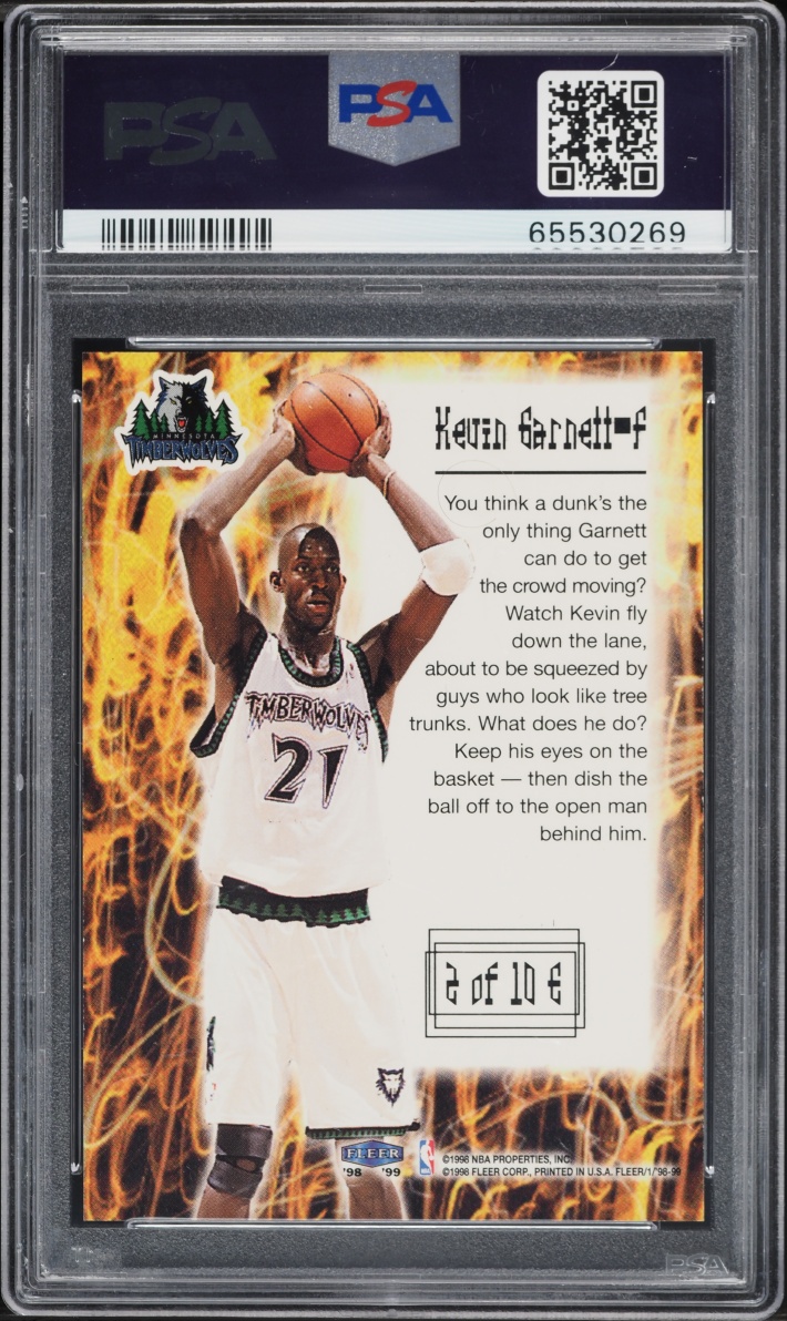 1998 Fleer Tradition Electrifying Kevin Garnett #2 PSA 10 GEM MINT - Photo 2