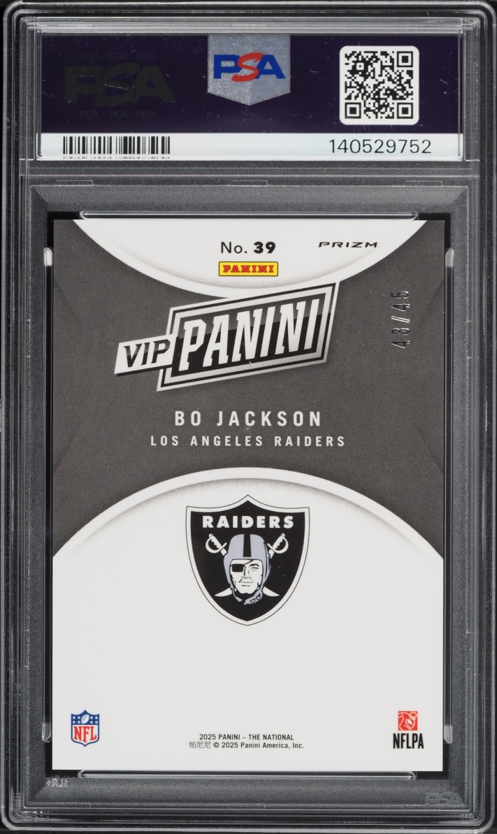 2025 Panini NSCC VIP Gold National Sparkle Bo Jackson /45 #39 PSA 10 GEM MINT - Photo 2
