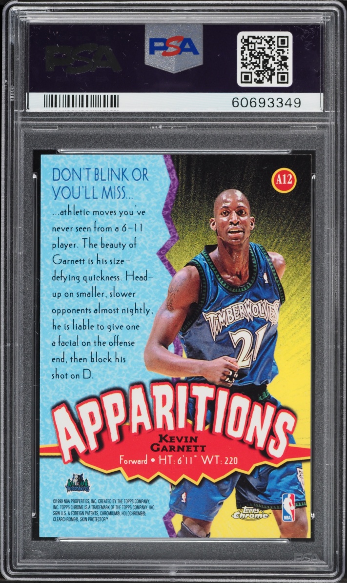1998 Topps Chrome Apparitions Kevin Garnett #A12 PSA 10 GEM MINT - Photo 2