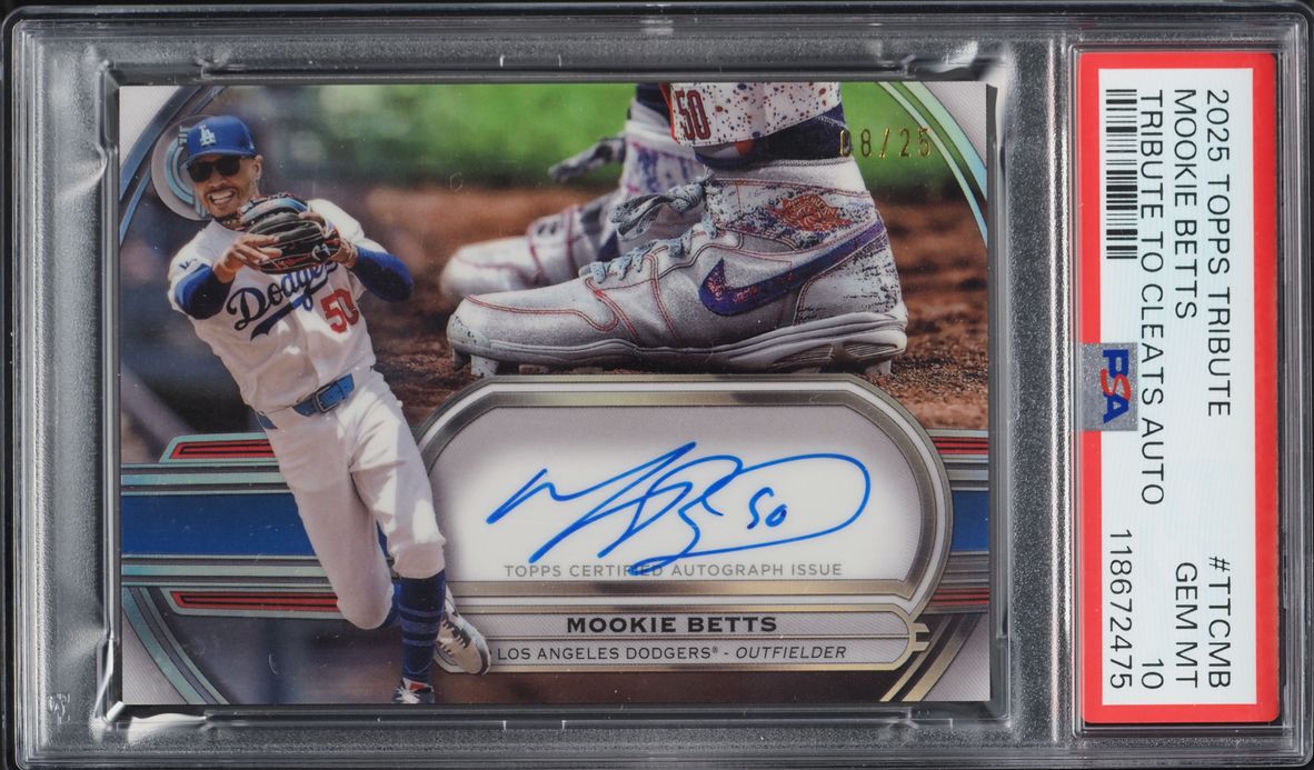 2025 Topps Tribute To Cleats Mookie Betts AUTO /25 #TTC-MB PSA 10 GEM MINT - Photo 1