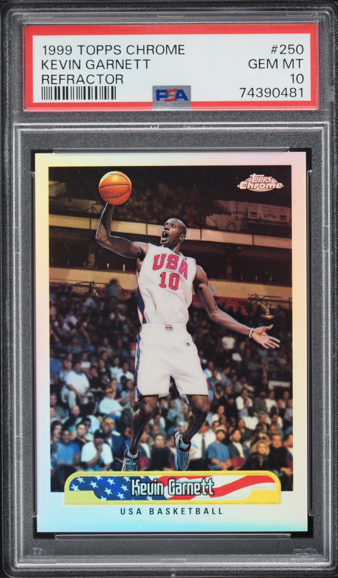 1999 Topps Chrome Refractor Kevin Garnett #250 PSA 10 GEM MINT - Photo 1