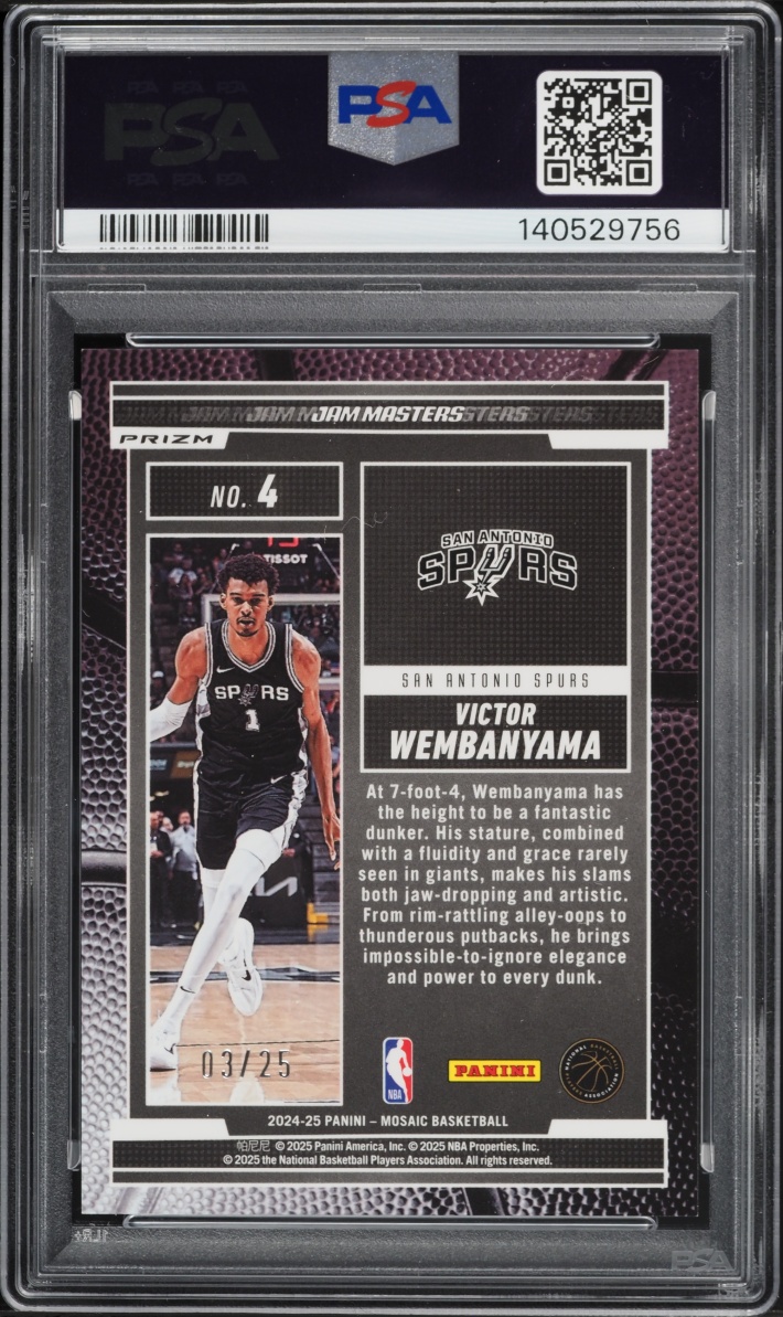 2024 Panini Mosaic Jam Masters Orange Ice Victor Wembanyama /25 #4 PSA 10 GEM MINT - Photo 2