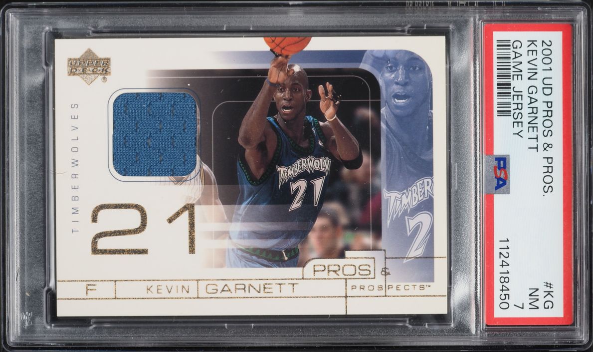 2001 Upper Deck Pros & Prospects Kevin Garnett PATCH #KG PSA 7 NRMT - Photo 1