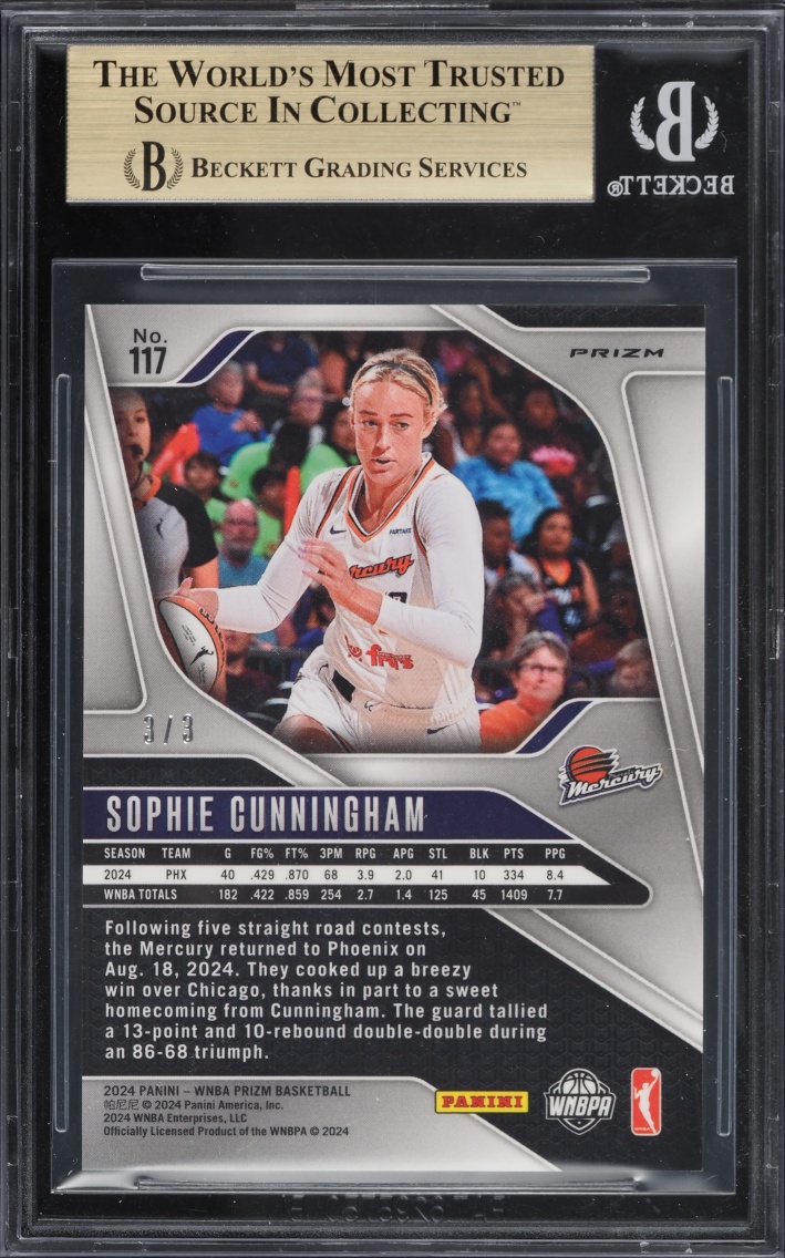 2024 Panini Prizm WNBA Lotus Flower FOTL Sophie Cunningham 3/3 #117 BGS 9.5 GEM MINT - Photo 2