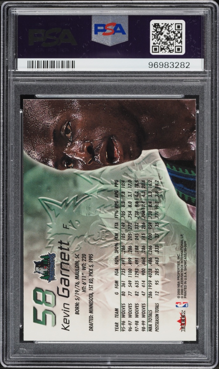 1999 Flair Showcase Kevin Garnett #58 PSA 10 GEM MINT - Photo 2