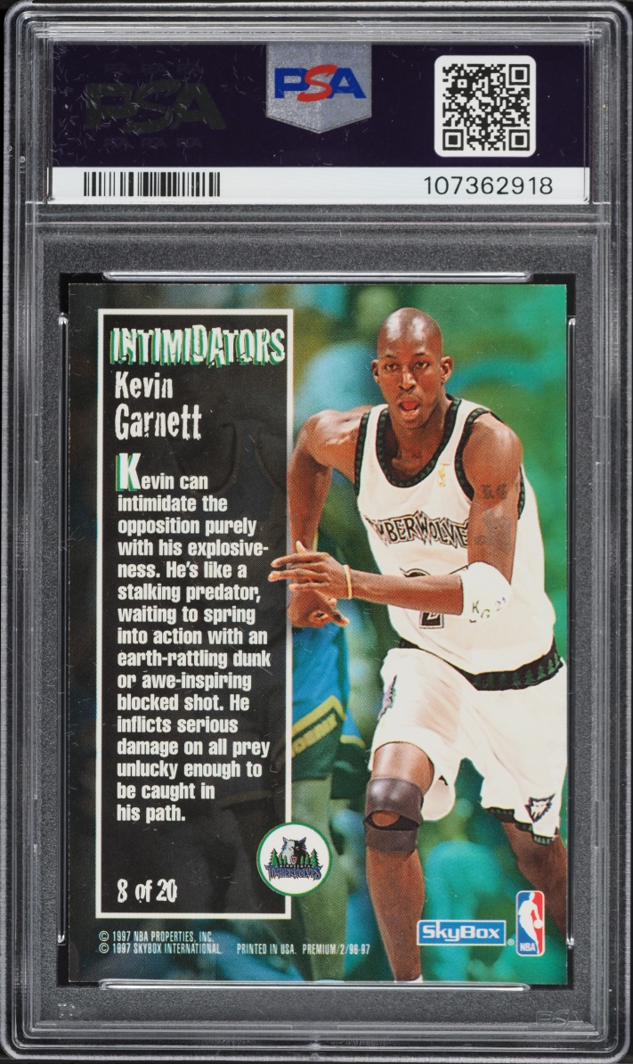 1996 Skybox Premium Intimidators Kevin Garnett #8 PSA 10 GEM MINT - Photo 2