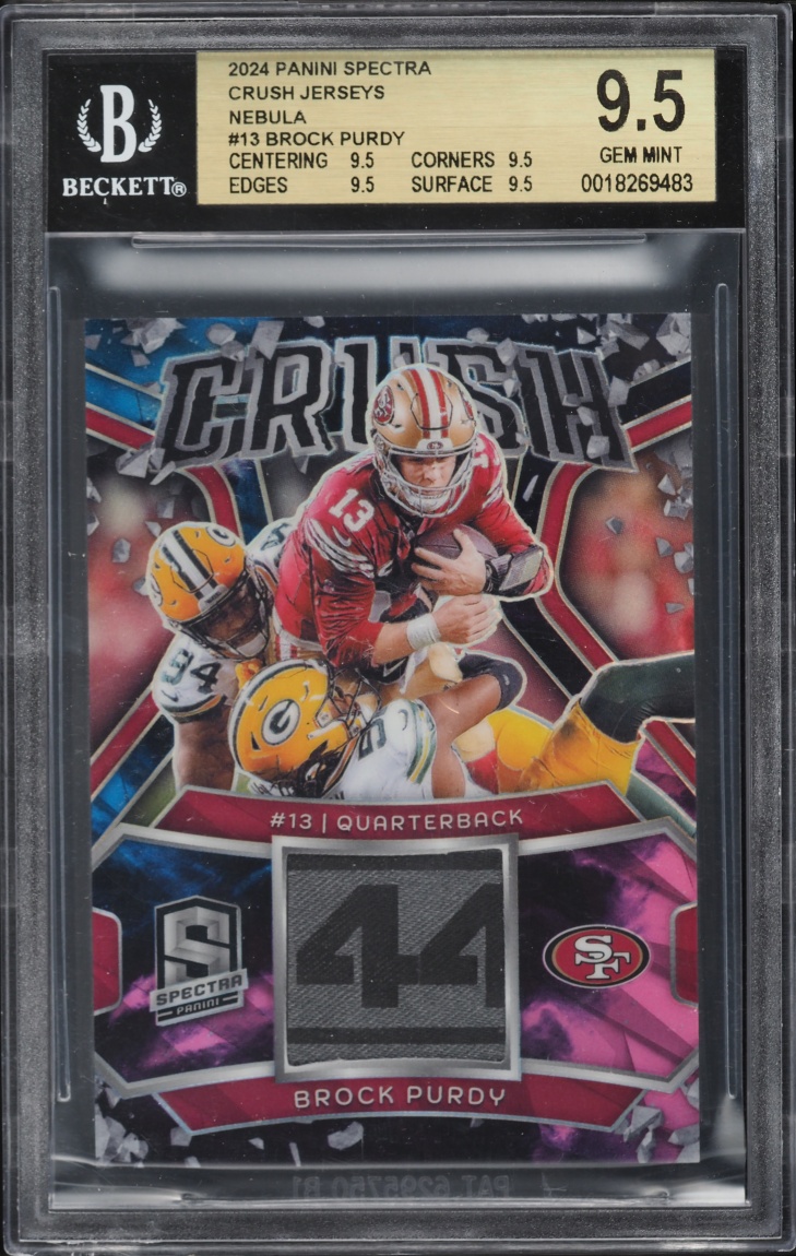 2024 Panini Spectra Crush Nebula Brock Purdy PATCH 1/2 #CRU-BPY BGS 9.5 GEM MINT - Photo 1