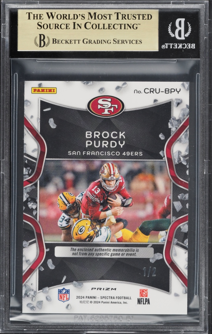 2024 Panini Spectra Crush Nebula Brock Purdy PATCH 1/2 #CRU-BPY BGS 9.5 GEM MINT - Photo 2