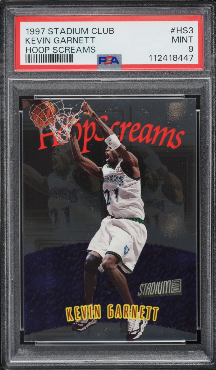 1997 Stadium Club Hoop Screams Kevin Garnett #HS3 PSA 9 MINT - Photo 1
