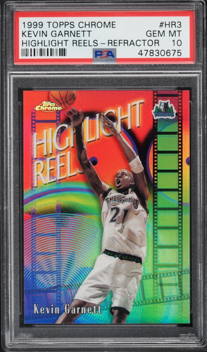 1999 Topps Chrome Highlight Reels Refractor Kevin Garnett #HR3 PSA 10 GEM MINT - Photo 1