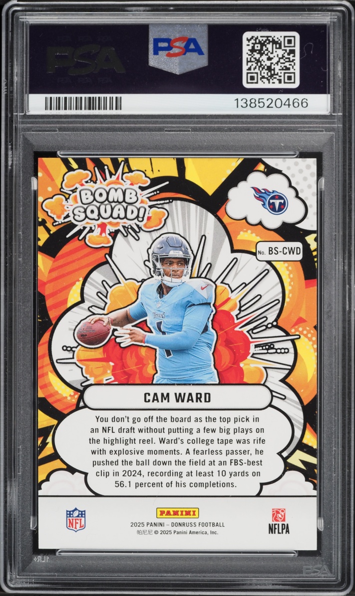2025 Donruss Bomb Squad Holo Cam Ward ROOKIE /100 #BS-CWD PSA 10 GEM MINT - Photo 2