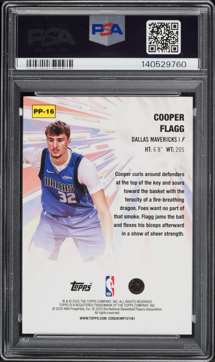 2025 Topps Power Players Purple Holo Foil Cooper Flagg ROOKIE /250 #PP-16 PSA 10 GEM MINT - Photo 2