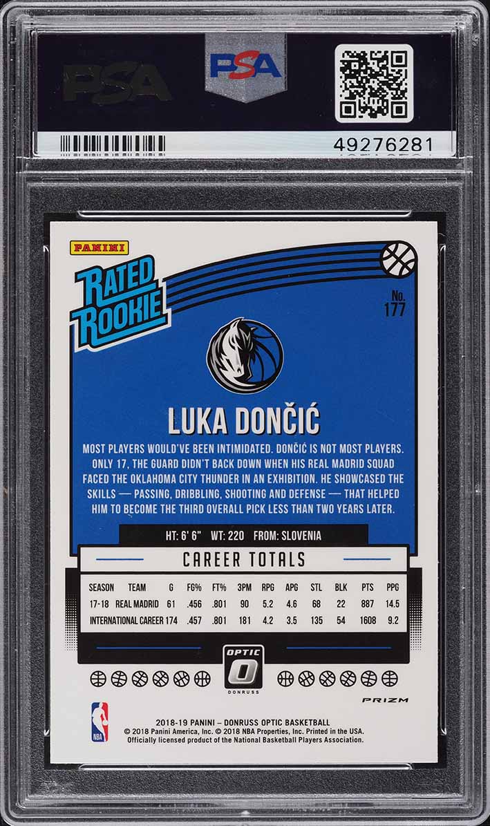 2018 Donruss Optic Shock Luka Doncic ROOKIE #177 PSA 10 GEM MINT