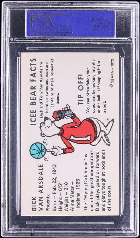 1972 Icee Bear Basketball Dick Van Arsdale PSA 8 NM-MT