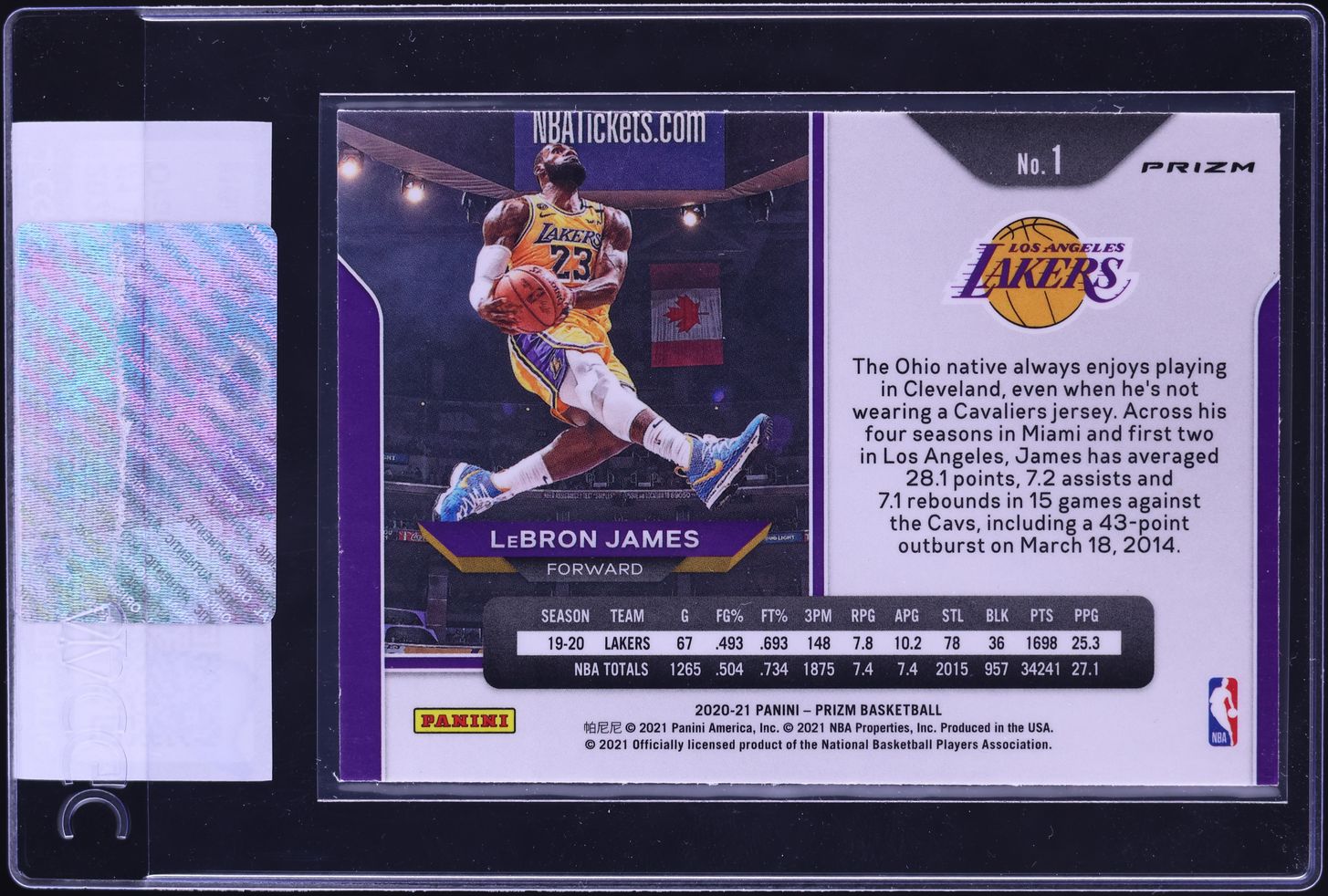 2020 Panini Prizm Orange Ice LeBron James #1 CGC AUTH