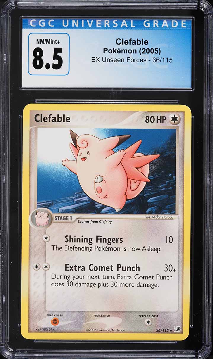 2005 Pokemon EX Unseen Forces Clefable #36 CGC 8.5 NM-MT+