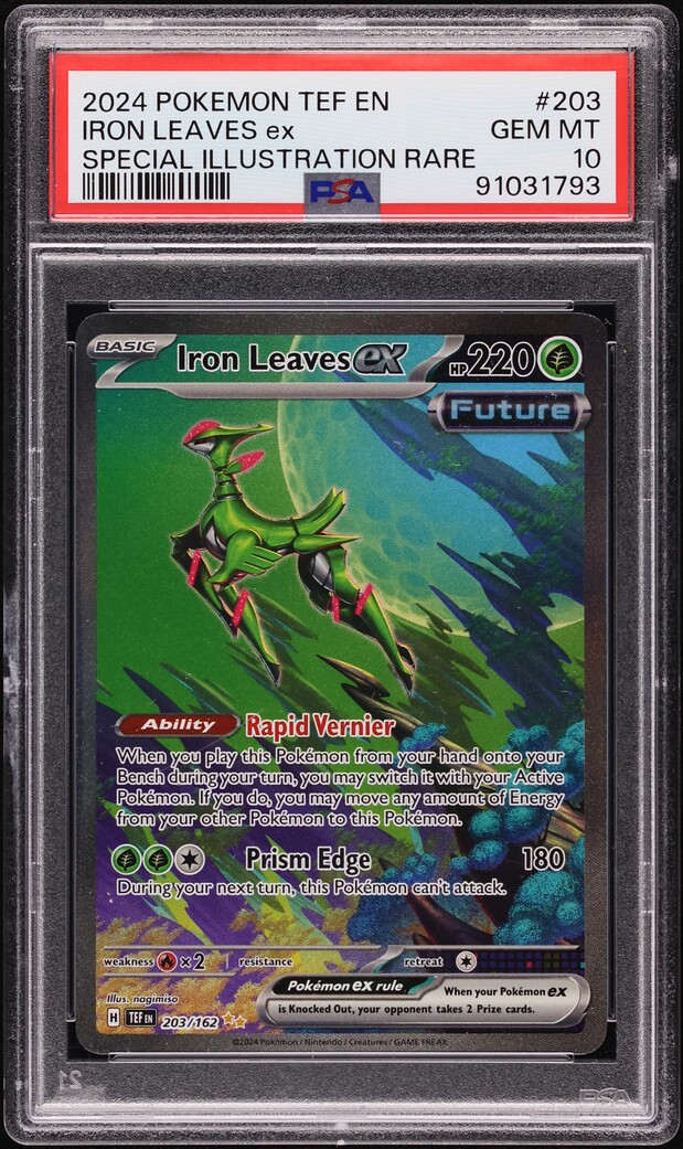 2024 Pokemon Scarlet & Violet Temporal Forces SIR Iron Leaves ex #203 PSA 10 GEM