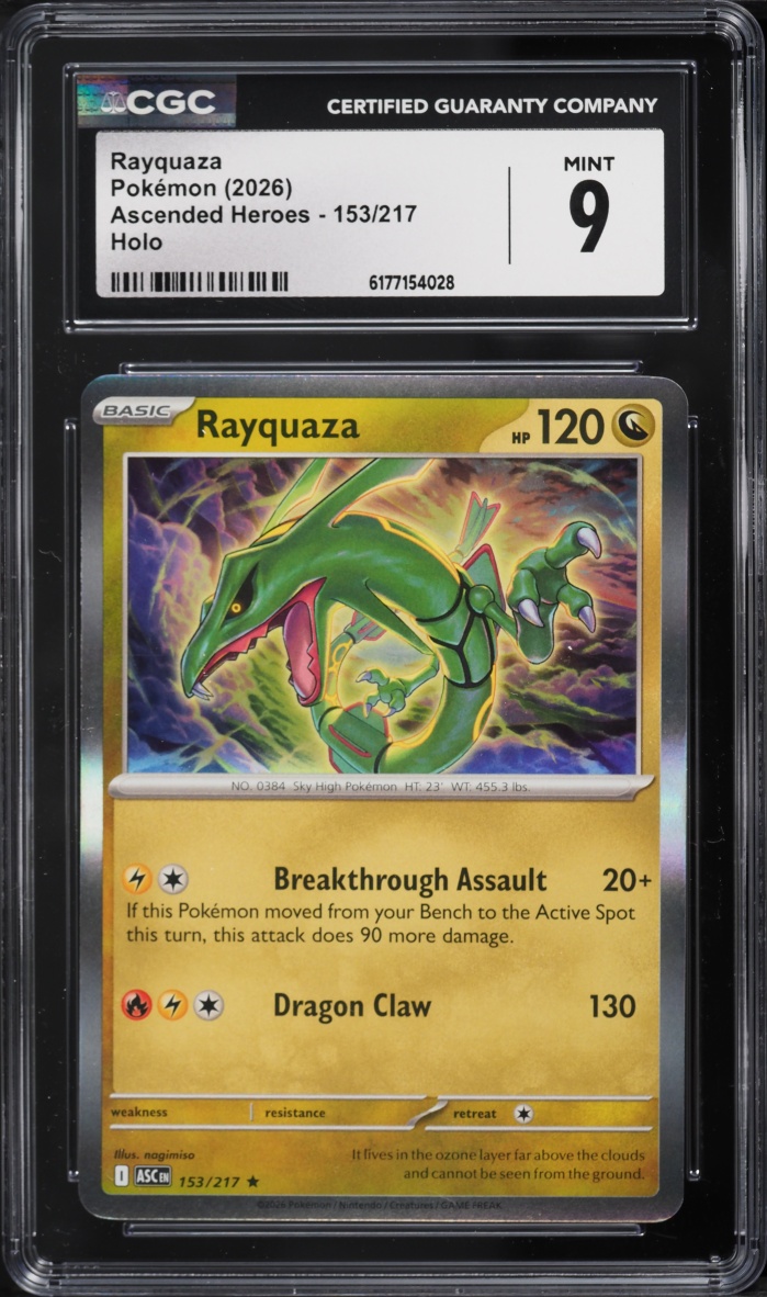 2026 Pokemon Mega Evolution Ascended Heroes Holo Rayquaza #153 CGC 9 MINT