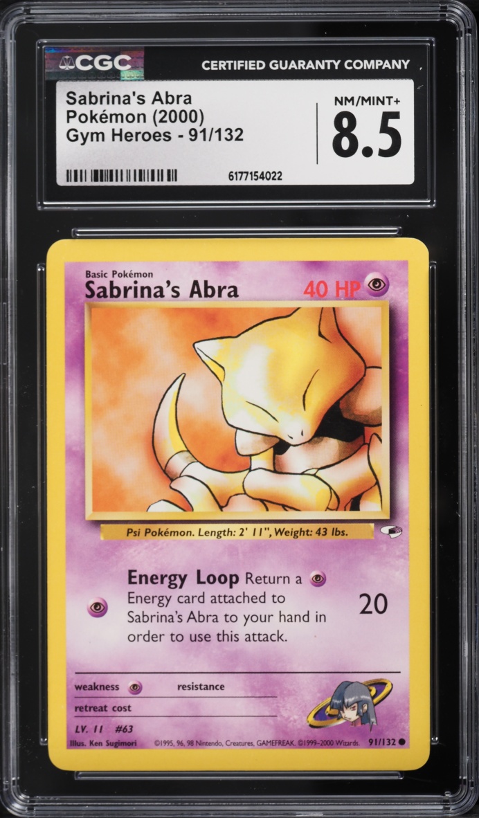 2000 Pokemon Gym Heroes Sabrina's Abra #91 CGC 8.5 NM-MT+