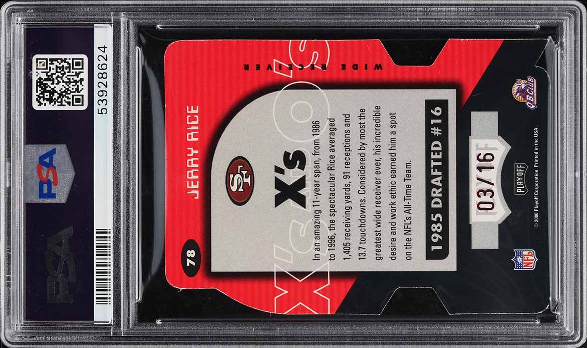 2000 Playoff Momentum X's Jerry Rice /16 #78 PSA 8 NM-MT