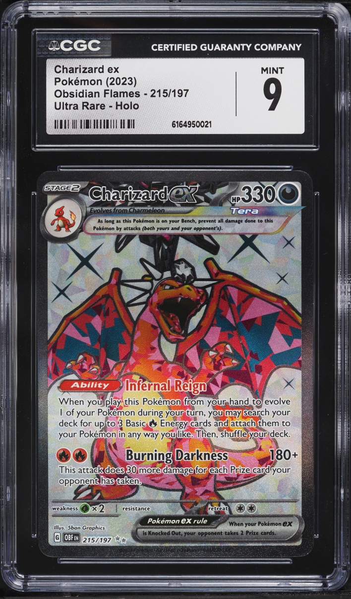 2023 Pokemon Scarlet & Violet Obsidian Flames Full Art Charizard ex #215 CGC 9 MINT
