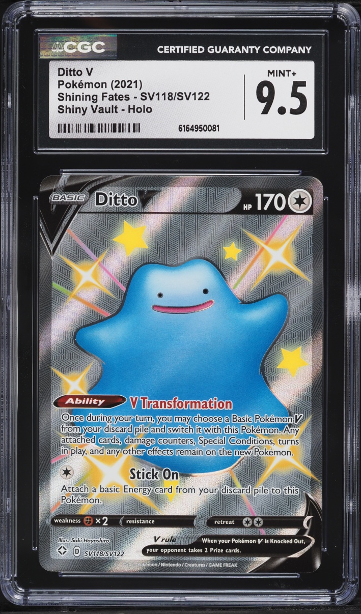 2021 Pokemon Sword & Shield Shining Fates Full Art Ditto V #SV118 CGC 9.5 MINT+