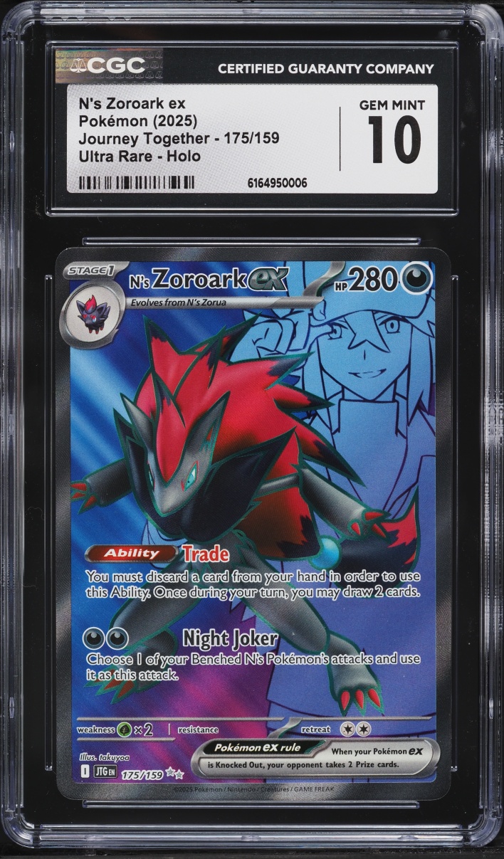 2025 Pokemon Scarlet & Violet Journey Together Full Art N's Zoroark EX #175 CGC 10 GEM MINT