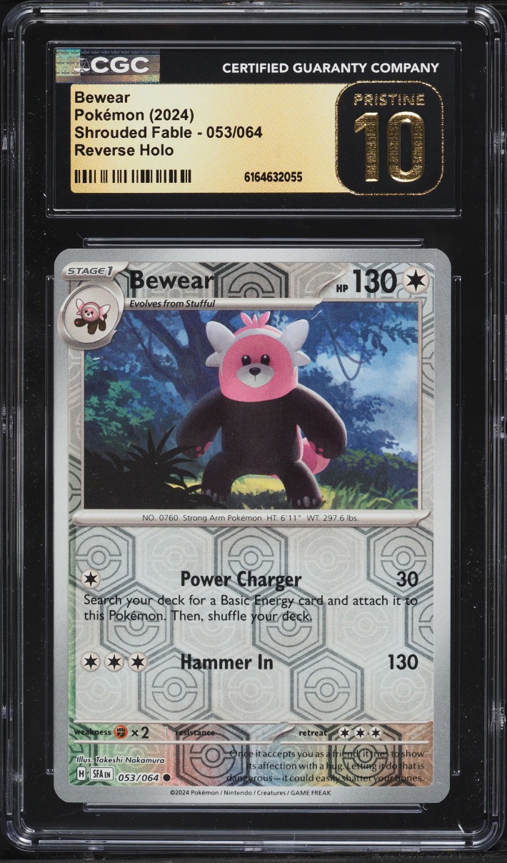 2024 Pokemon Scarlet & Violet Shrouded Fable Reverse Holo Bewear #53 CGC 10 PRISTINE