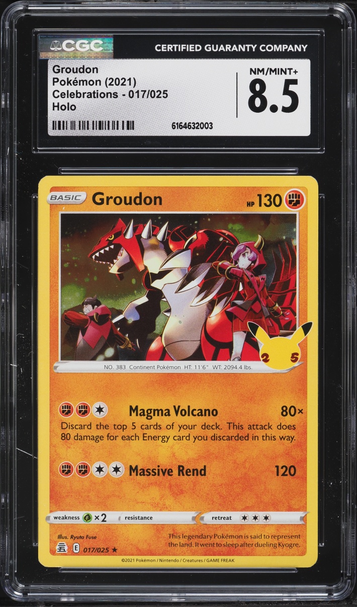 2021 Pokemon Sword & Shield Celebrations Holo Groudon #17 CGC 8.5 NM-MT+