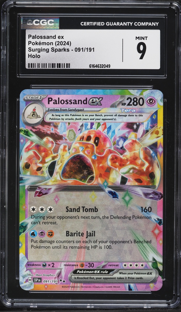 2024 Pokemon Scarlet & Violet Surging Sparks Holo Palossand ex #91 CGC 9 MINT