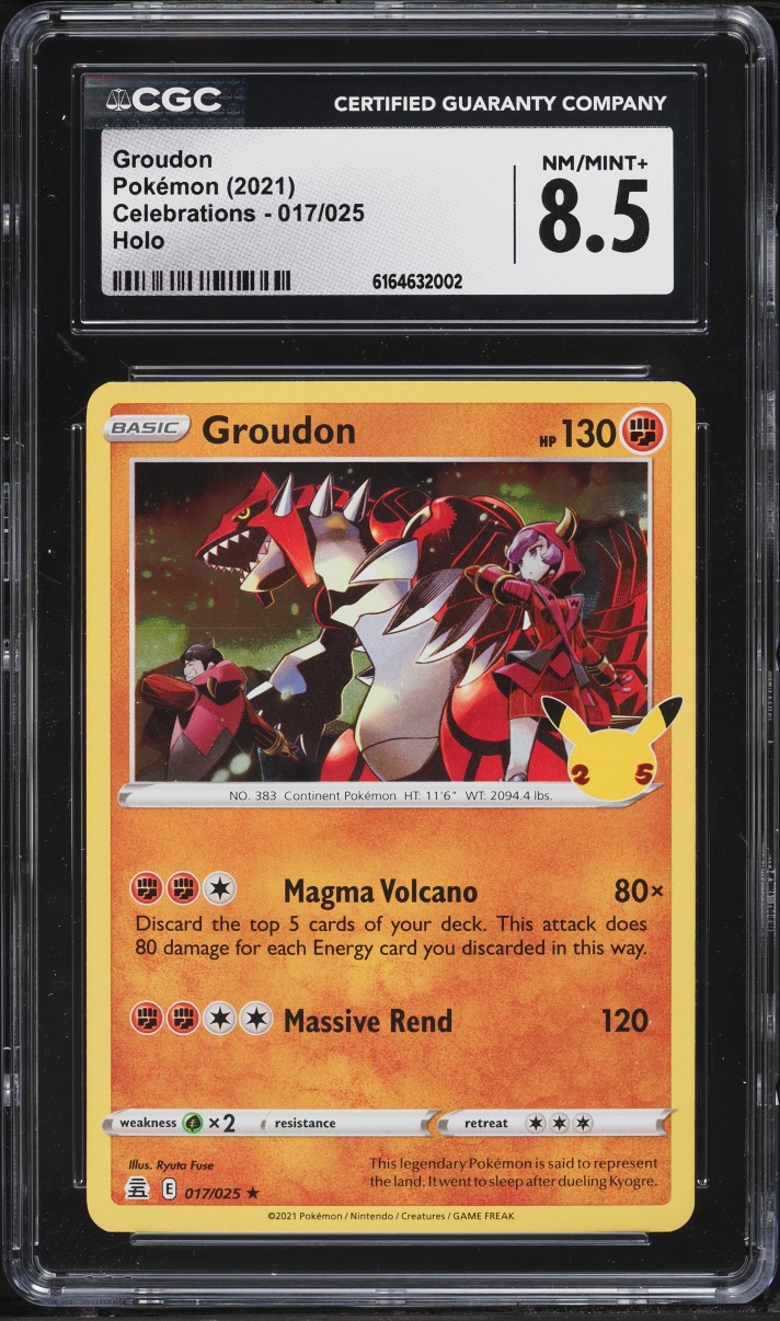 2021 Pokemon Sword & Shield Celebrations Holo Groudon #17 CGC 8.5 NM-MT+