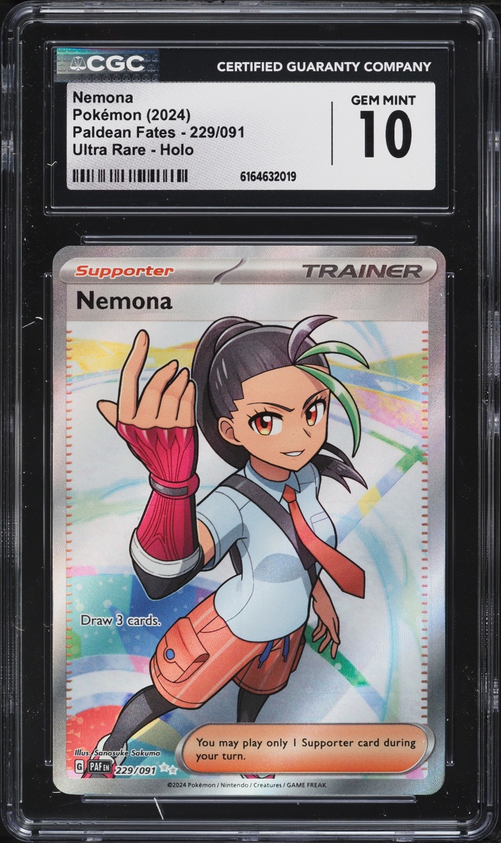 2024 Pokemon Scarlet & Violet Paldean Fates Full Art Nemona #229 CGC 10 GEM MINT