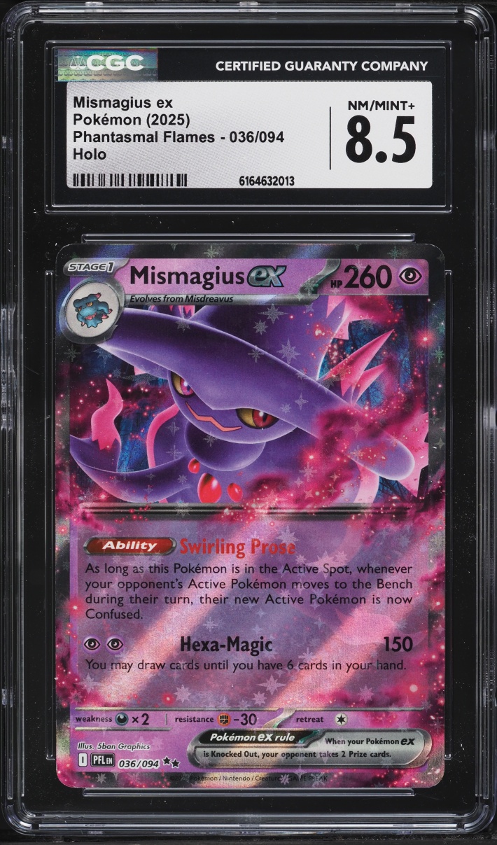 2025 Pokemon Mega Evolution Phantasmal Flames Holo Mismagius Ex #36 CGC 8.5 NM-MT+