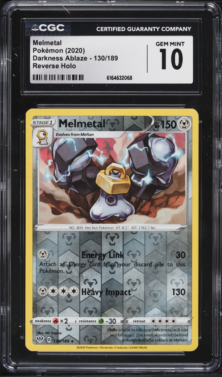 2020 Pokemon Sword & Shield Darkness Ablaze Reverse Holo Melmetal #130 CGC 10 GEM MINT