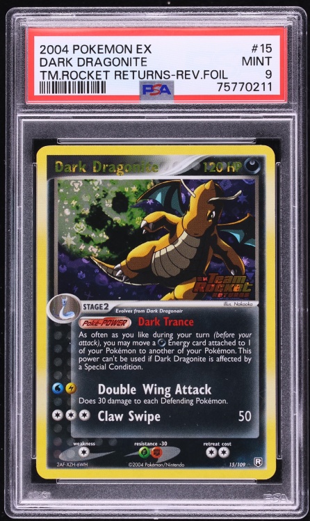 2004 Pokemon EX Team Rocket Returns Reverse Holo Dark Dragonite #15 PSA 9 MINT