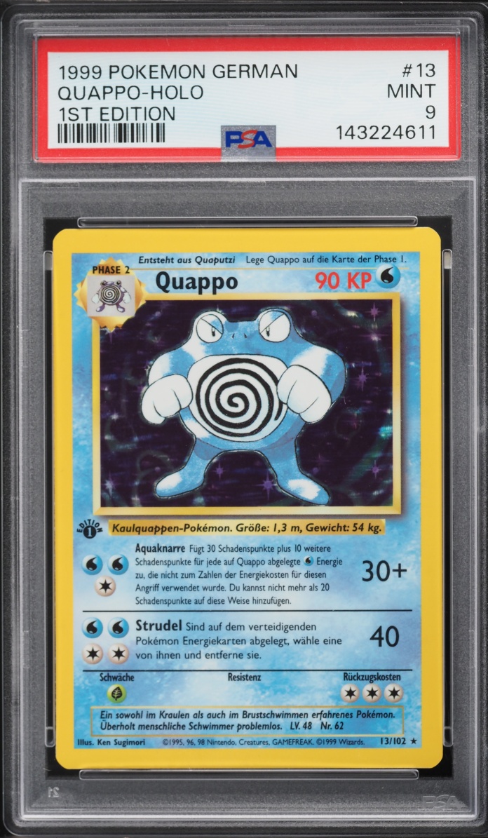 1999 Pokemon German Base Set 1st Edition Holo Poliwrath #13 PSA 9 MINT