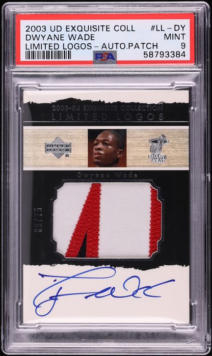 2003 Exquisite Collection Limited Logos Dwyane Wade ROOKIE PATCH AUTO /75 #LL-DY PSA 9 MINT - Photo 1