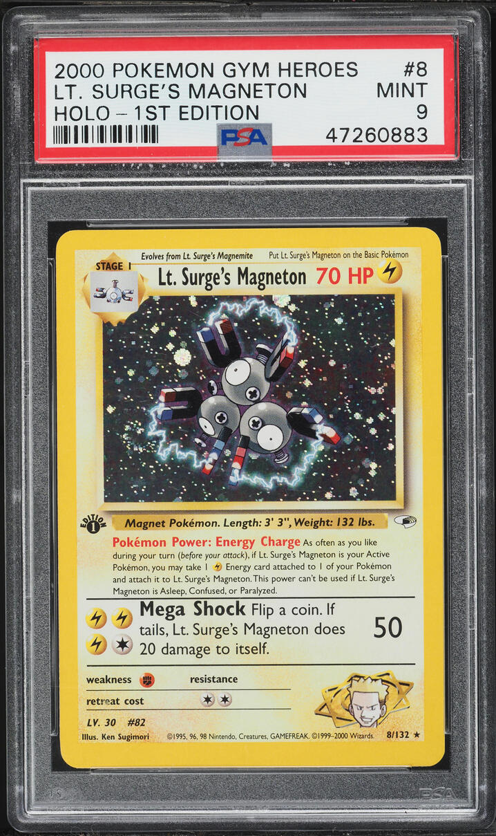 2000 Pokemon Gym Heroes 1st Edition Holo Lt. Surge's Magneton #8 PSA 9 MINT