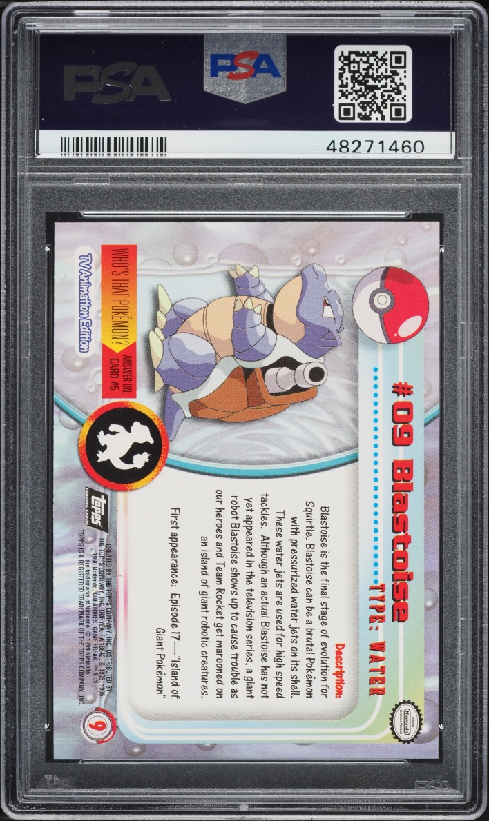 1999 Topps Pokemon Series 1 Foil Blastoise #9 PSA 10 GEM MINT