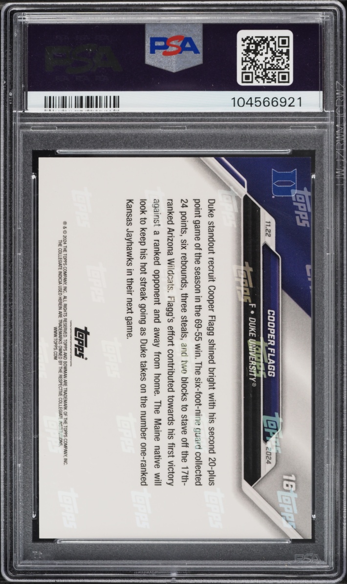 2024 Bowman University Now Cooper Flagg #16 PSA 9 MINT
