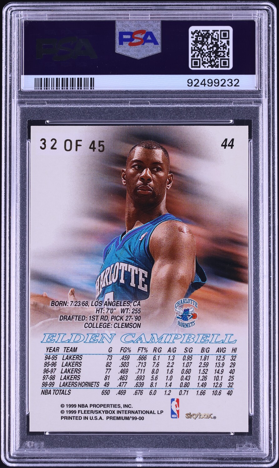 1999 Skybox Premium Star Rubies Elden Campbell /45 #44 PSA 7 NRMT