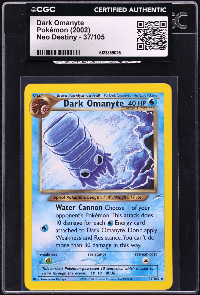 2002 Pokemon Neo Destiny Dark Omanyte #37 CGC AUTH