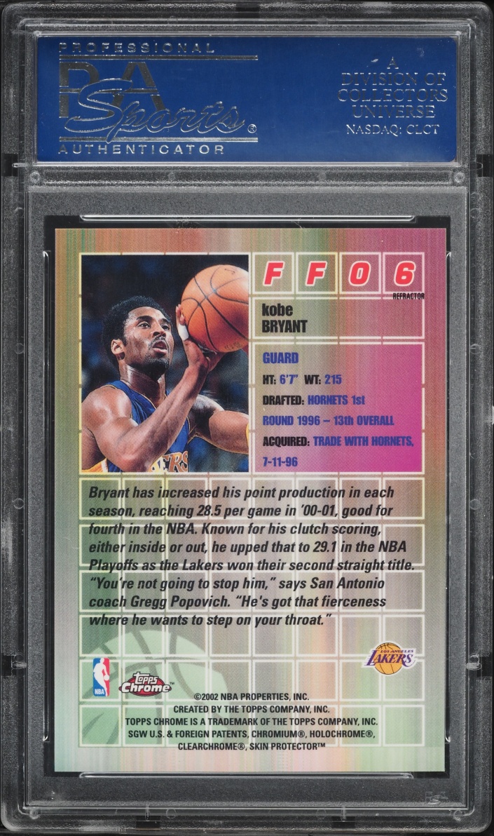 2001 Topps Chrome Fast & Furious Refractor Kobe Bryant PSA 10 GEM