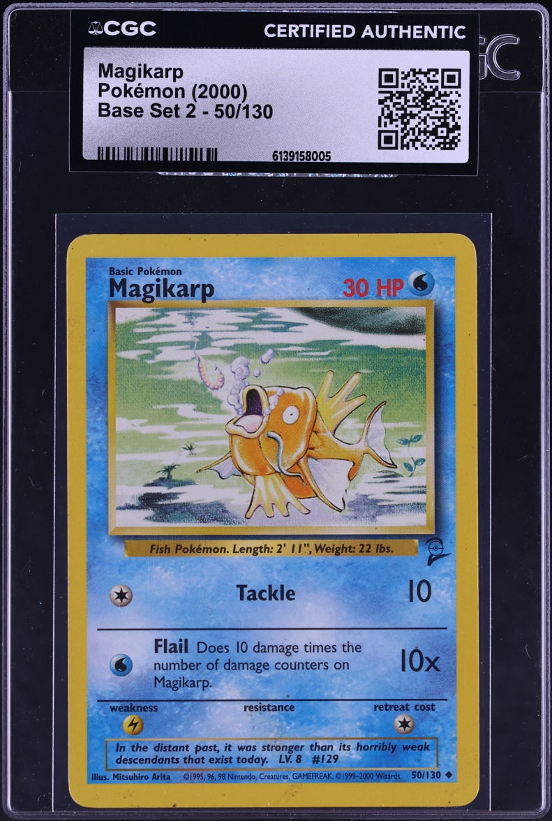 2000 Pokemon Base Set 2 Magikarp #50 CGC AUTH