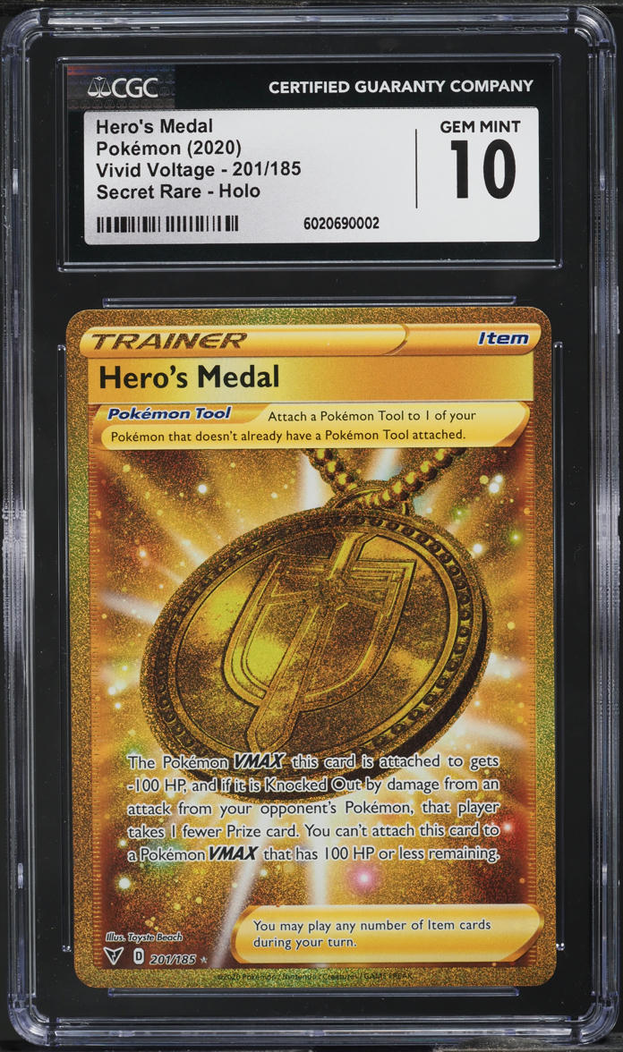 2020 Pokemon SWSH Vivid Voltage Hyper Rare Hero's Medal #201 CGC 10 GEM MINT