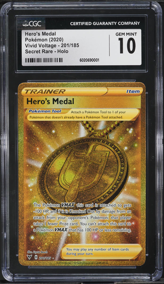 2020 Pokemon SWSH Vivid Voltage Hyper Rare Hero's Medal #201 CGC 10 GEM MINT