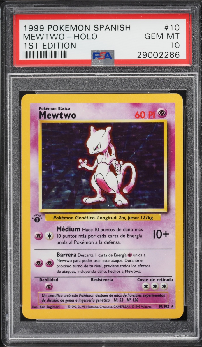 1999 Pokemon Spanish Base Set 1st Edition Holo Mewtwo #10 PSA 10 GEM MINT